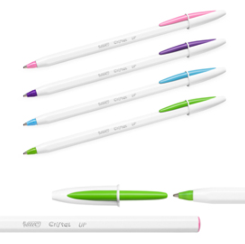 BIC CRISTAL UP PENNA A SFERA COL. ASSORTITI PUNTA MEDIA FUSTO BIANCO CONF 20 Pz.